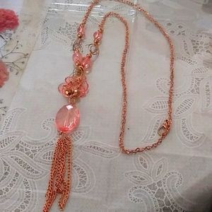 Pink Clear Bead Necklace
